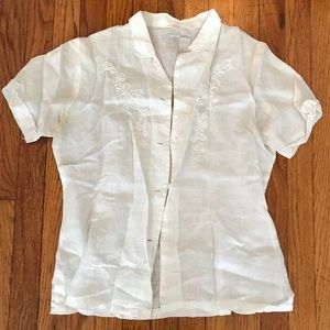 Vintage Hand Embroidered 100% Linen Shirt